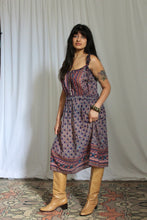 Load image into Gallery viewer, 1970's Cotton Gauze Block Print Sleeveless Dress