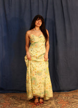 Load image into Gallery viewer, 1970's Yellow Garden Maxi Dress with sheer overlay