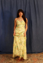 Load image into Gallery viewer, 1970's Yellow Garden Maxi Dress with sheer overlay