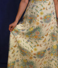 Load image into Gallery viewer, 1970's Yellow Garden Maxi Dress with sheer overlay