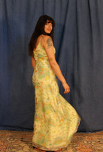 Load image into Gallery viewer, 1970's Yellow Garden Maxi Dress with sheer overlay