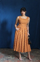 Load image into Gallery viewer, 1980's Cotton Burnt Sienna Polka Dot Dress with Pockets