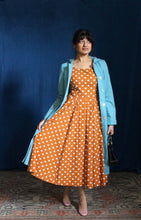 Load image into Gallery viewer, 1980's Cotton Burnt Sienna Polka Dot Dress with Pockets