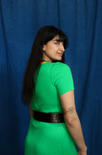 Load image into Gallery viewer, 1960's Green Knit Chevron Stripe Maxi Dress