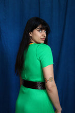 Load image into Gallery viewer, 1960's Green Knit Chevron Stripe Maxi Dress