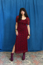 Load image into Gallery viewer, 1990's Red Mesh Betsey Johnson Maxi Dress size L