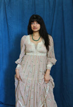 Load image into Gallery viewer, 1970's Gunne Sax Pale Pink Corsetted Maxi Dress with Bishop Sleeves