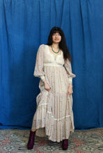 Load image into Gallery viewer, 1970's Gunne Sax Pale Pink Corsetted Maxi Dress with Bishop Sleeves