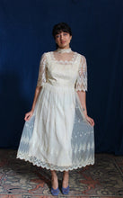 Load image into Gallery viewer, 1960's Cream Lace Sequin Bridal Dress