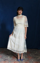 Load image into Gallery viewer, 1960's Cream Lace Sequin Bridal Dress