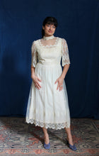 Load image into Gallery viewer, 1960's Cream Lace Sequin Bridal Dress