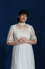 Load image into Gallery viewer, 1960's Cream Lace Sequin Bridal Dress