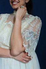 Load image into Gallery viewer, 1960's Cream Lace Sequin Bridal Dress