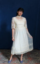 Load image into Gallery viewer, 1960's Cream Lace Sequin Bridal Dress