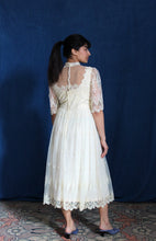 Load image into Gallery viewer, 1960's Cream Lace Sequin Bridal Dress