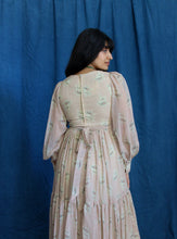 Load image into Gallery viewer, 1970's Gunne Sax Pale Pink Corsetted Maxi Dress with Bishop Sleeves
