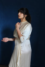 Load image into Gallery viewer, 1980's Silk Charmeuse Cream Deco style dress with sash