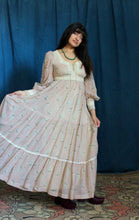 Load image into Gallery viewer, 1970's Gunne Sax Pale Pink Corsetted Maxi Dress with Bishop Sleeves