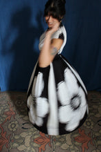 Load image into Gallery viewer, 1960's Black and White Floral Cotton Gown
