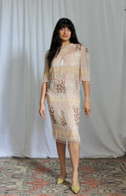 Load image into Gallery viewer, 1980's Zandra Rhodes Silk Drop Waist Soft Pink Beaded Dress