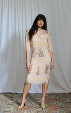 Load image into Gallery viewer, 1980's Zandra Rhodes Silk Drop Waist Soft Pink Beaded Dress