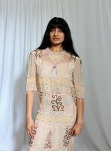 Load image into Gallery viewer, 1980's Zandra Rhodes Silk Drop Waist Soft Pink Beaded Dress