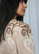 Load image into Gallery viewer, 1980's Zandra Rhodes Silk Drop Waist Soft Pink Beaded Dress