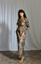 Load image into Gallery viewer, 1960's Lurex Floral Maxi Gown