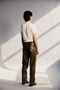 1990's Olive Green Leather Pants