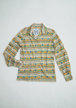 Load image into Gallery viewer, 1970's Multi colour Dot and Number Poly Button Down