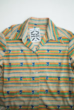 Load image into Gallery viewer, 1970's Multi colour Dot and Number Poly Button Down