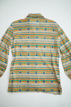 Load image into Gallery viewer, 1970's Multi colour Dot and Number Poly Button Down
