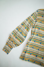 Load image into Gallery viewer, 1970's Multi colour Dot and Number Poly Button Down