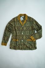 Load image into Gallery viewer, 1960's Mustard and Green Filigree Lounge Button Down