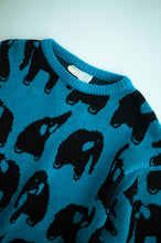 Load image into Gallery viewer, 1980's Blue and Black Elephant Jacquard Knit Sweater