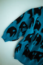 Load image into Gallery viewer, 1980's Blue and Black Elephant Jacquard Knit Sweater