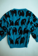 Load image into Gallery viewer, 1980's Blue and Black Elephant Jacquard Knit Sweater