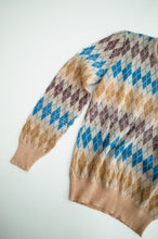 Load image into Gallery viewer, 1970's Peach Argyle Knit Sweater
