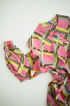 Load image into Gallery viewer, 1960's/70s  Pink Satin Geometric Pattern Blouse