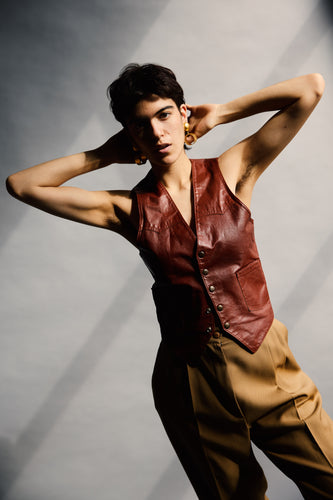 1970's Ox Blood Leather Vest
