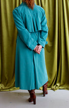 Load image into Gallery viewer, 1980's  Flowy Green Trench Coat