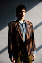Load image into Gallery viewer, 1980&#39;s Navy Brown Striped Blazer
