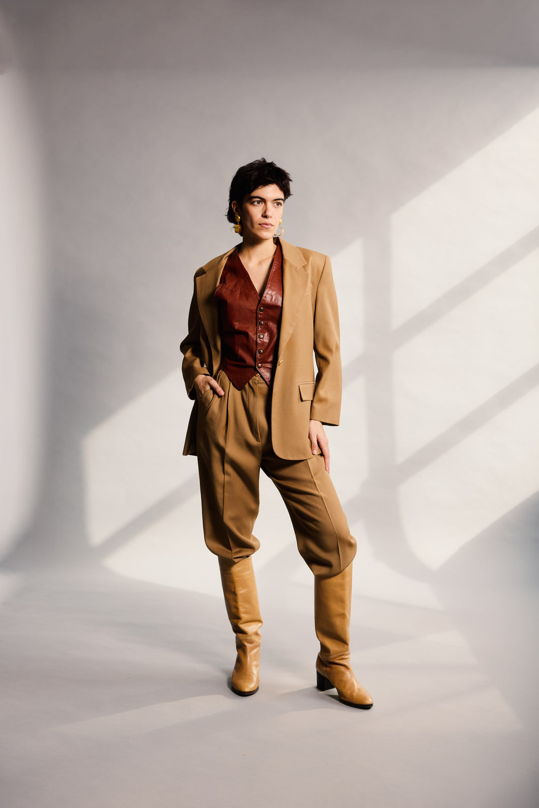 1990's Braemar Camel Two Piece Suit