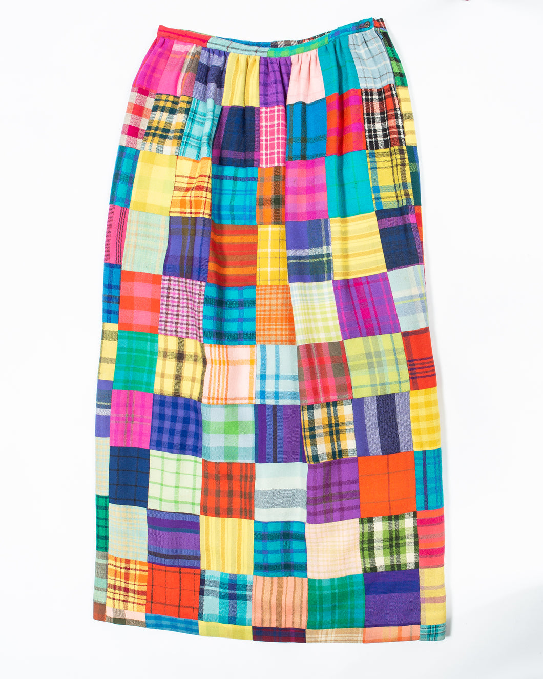 Rainbow Patchwork Plaid Maxi Skirt