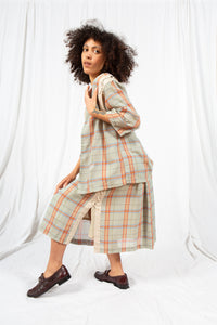 Plaid Two-Piece Skirt Set with Lacing and Grommet Detail