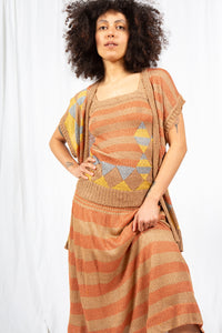 sale- 1970s Incredible French  Knit Three Piece Set