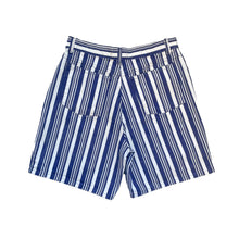 Load image into Gallery viewer, Navy and White Striped Denim Shorts w 26/27