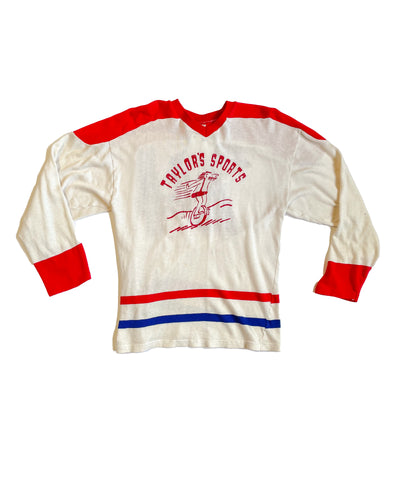 70s  vintage acetate  knit sport jersey Number 24 Taylors Sports
