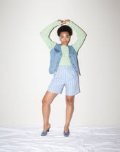 Load image into Gallery viewer, Baby Blue and White Stripe High Waist Short