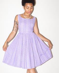 Lavender Cotton Floral Summer Dress